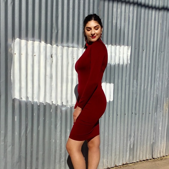 Mini Dress Burgundy - Picture 2 of 6